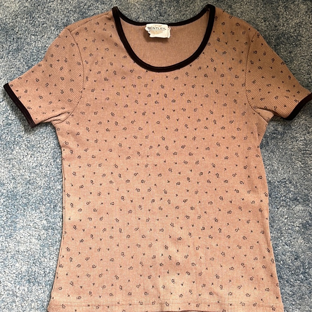90s brown floral baby tee
